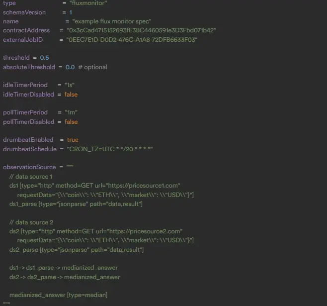 Chainlink oracle Flux Monitor job spec